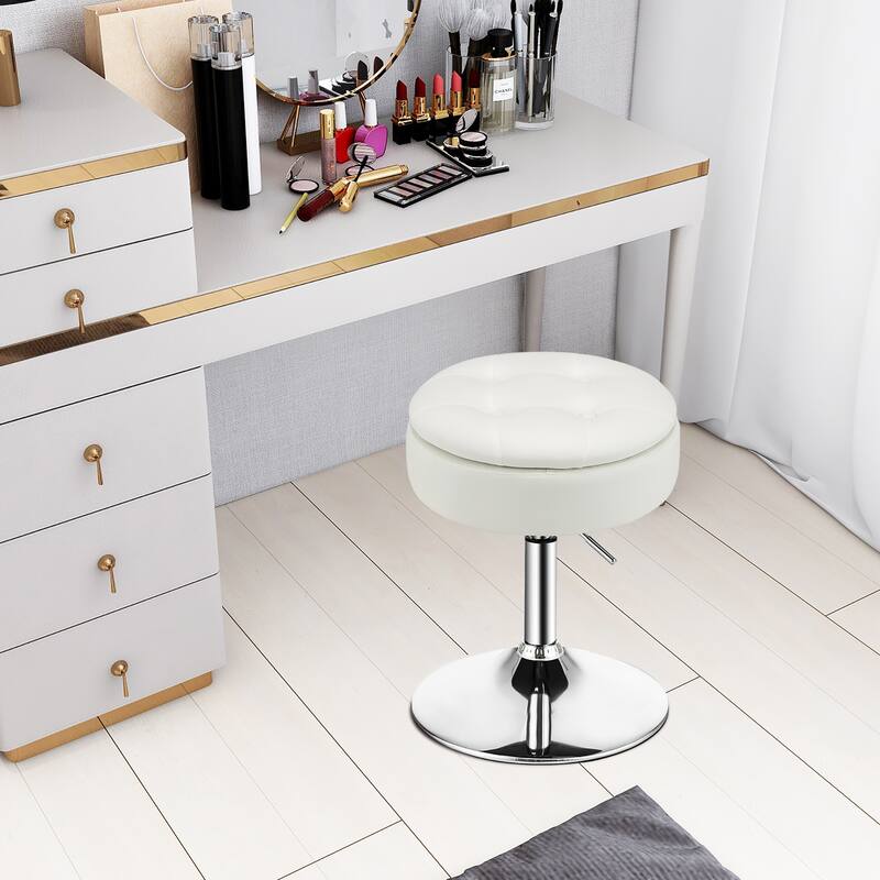 Costway Set of 4 Adjustable Vanity Stool Swivel Storage Makeup Chair - See Details
