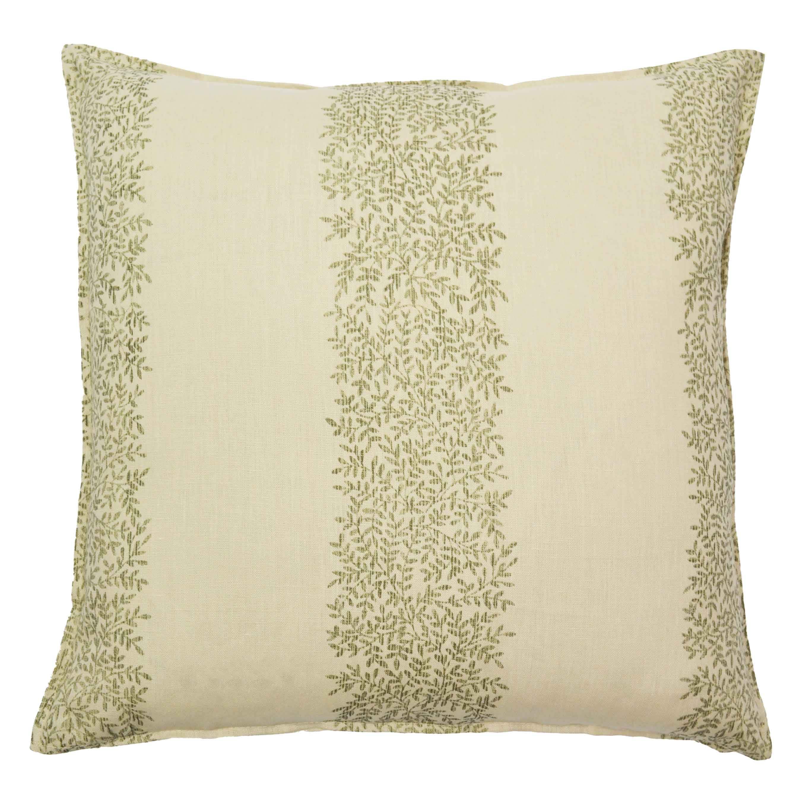 Jiti French Country Natural Soft Linen Leaves Vine Woven Design in Vertical Stripes Square Throw Pillows Cushions for Sofa Chair