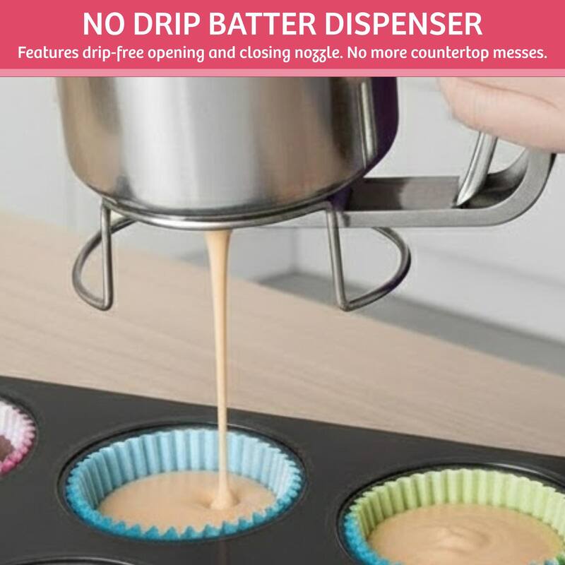 Pancake Batter Dispenser - Gourmet Stainless-Steel Pourer - No Drip Dispenser by Chef Buddy
