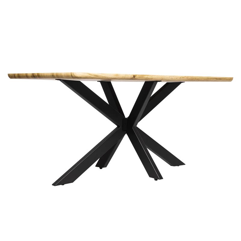 Ravenna Modern 63" Rectangular Dining Table with Solid Wood Top & X-Shape Metal Legs for Home Kitchen Dining Room