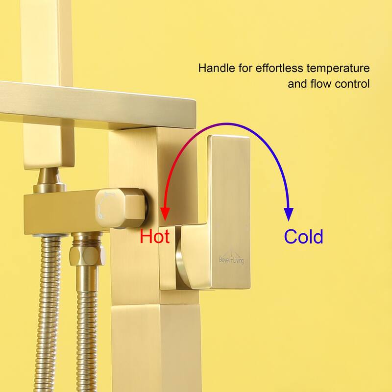 Freestanding Floor Mount Bath Tub Faucet with Handheld Shower