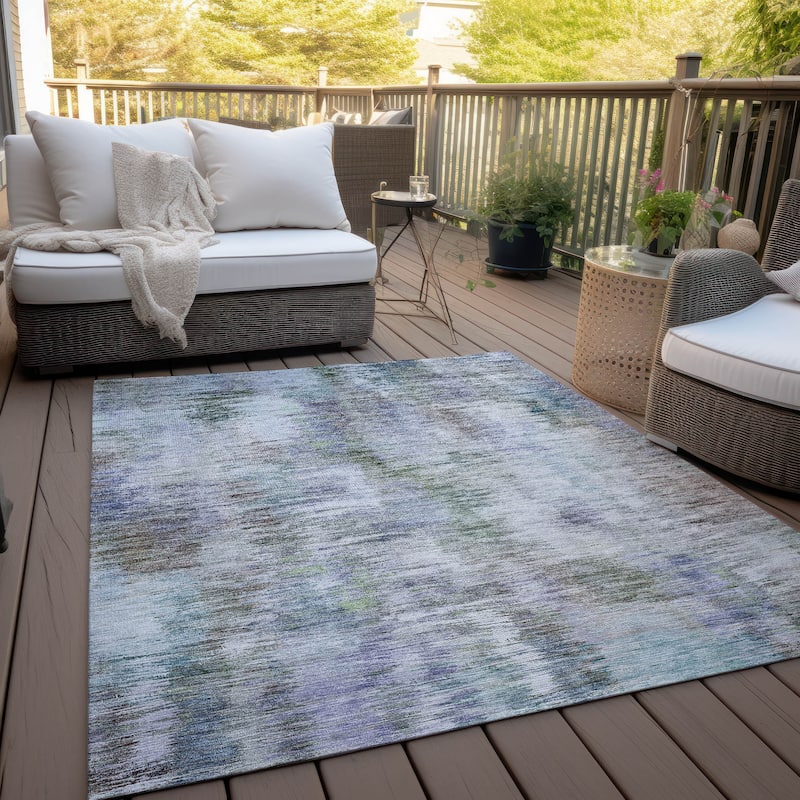 Machine Washable Indoor/ Outdoor Chantille Solid Abstract Rug - Green - 9' x 12'