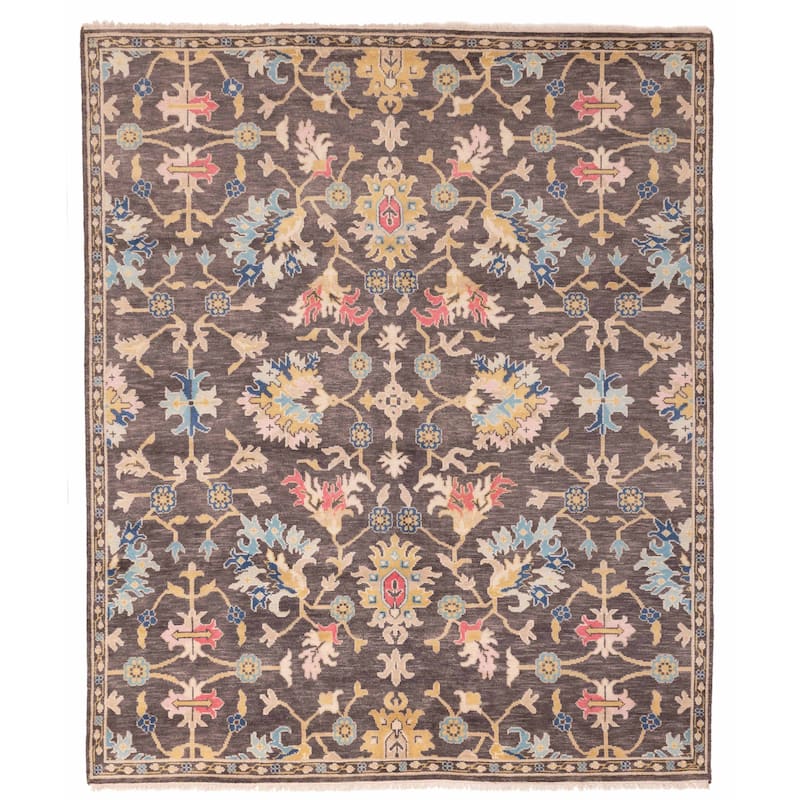 ECARPETGALLERY Hand-knotted Modern Oushak Charcoal Wool Rug - 8'2 x 9'10