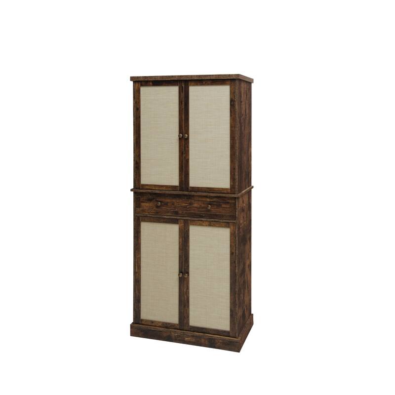 Modern 4-Door Storage Cabinet with 1 Drawer and 4 Adjustable Inner Shelves for Living Room