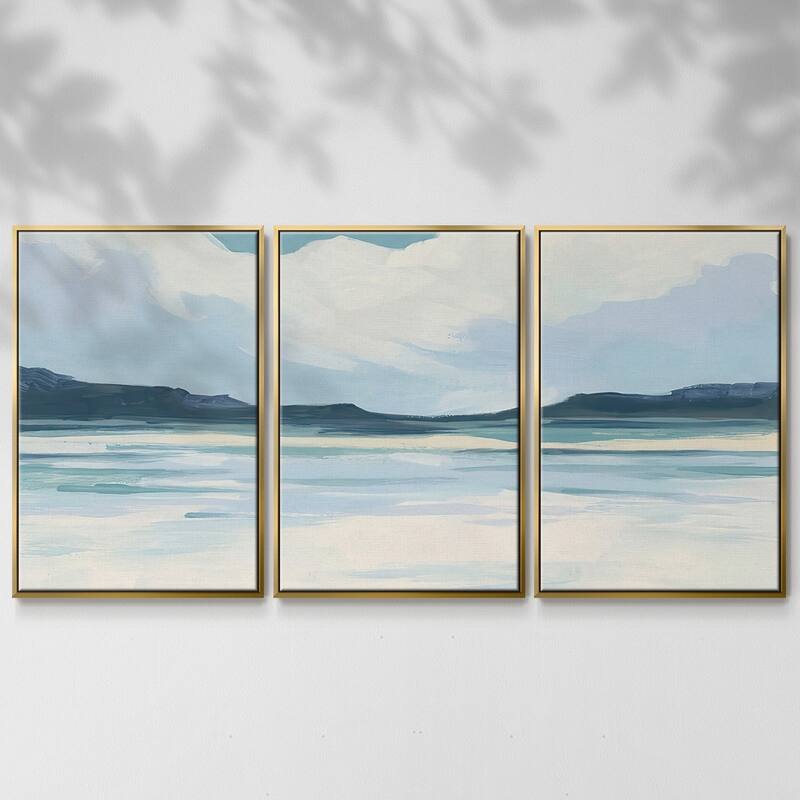 Cream Coastline II - Multi Piece Framed Canvas