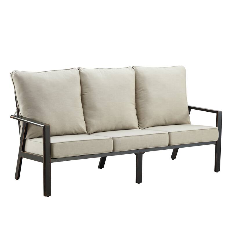 Black Aluminum Deep Seating Deep Seating Sofa with Cushions