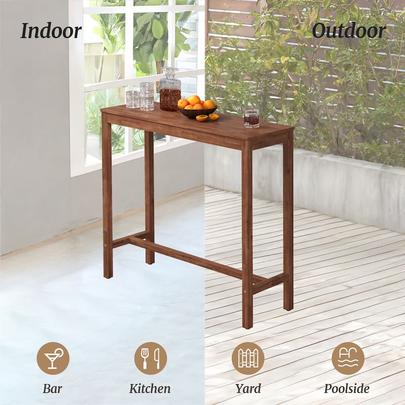 45 in. Outdoor 3-Piece Patio Bar Set with Rectangular Patio Bar Table and Counter Height Bar Stools