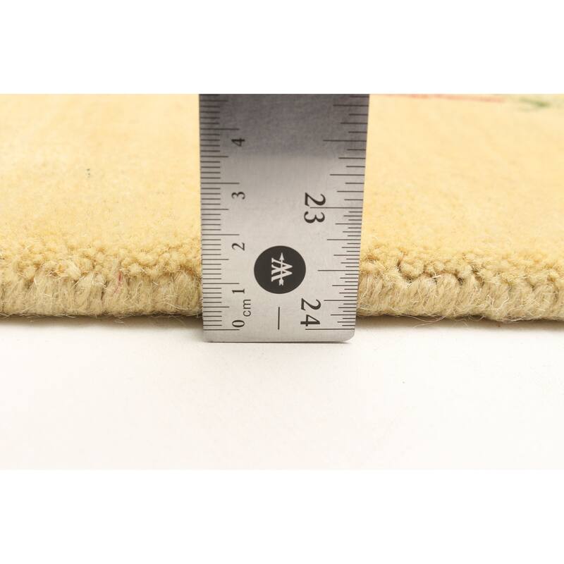 ECARPETGALLERY Hand Loomed Kashkuli Gabbeh Light Gold Wool Rug - 4'0 x 5'9