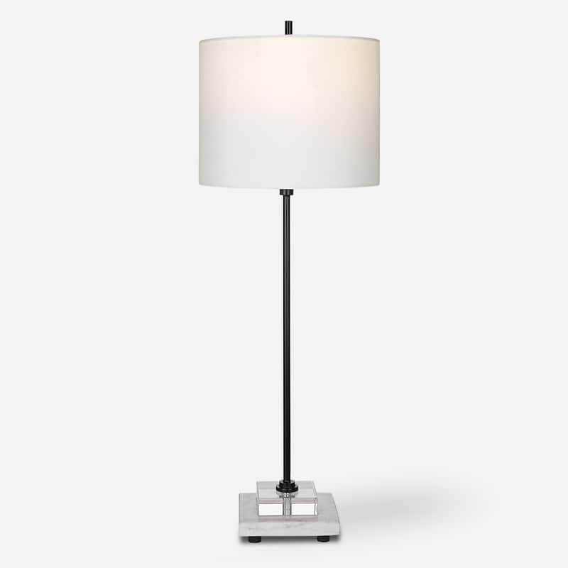 Buffet Lamp with Drum Shade and Marble Base - 33"