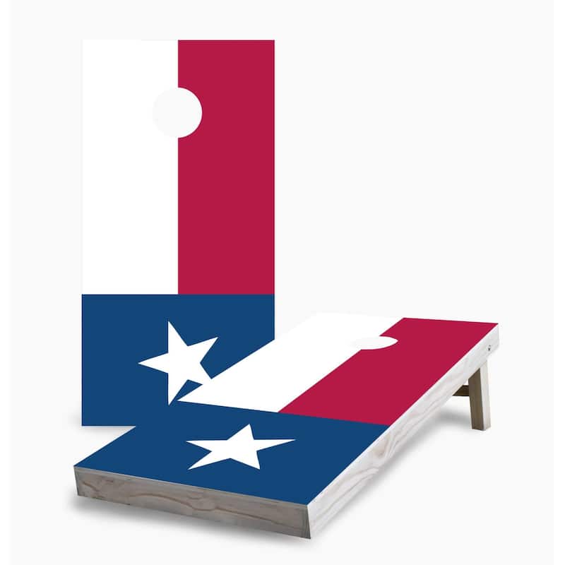 Texas State Flag Cornhole Game (Choose Wraps or Boards) - 2x4 Boards (24" x 48") - Include Case + Hole Lights
