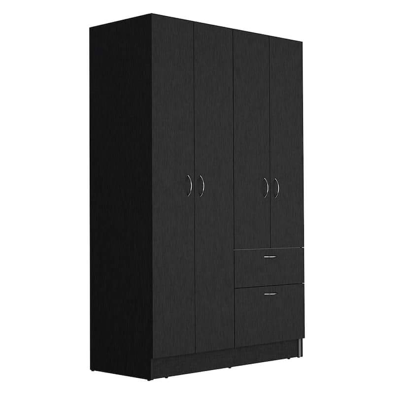 42.9" Modern Double-door Armoire with One Drawer and Five Interior Shelves