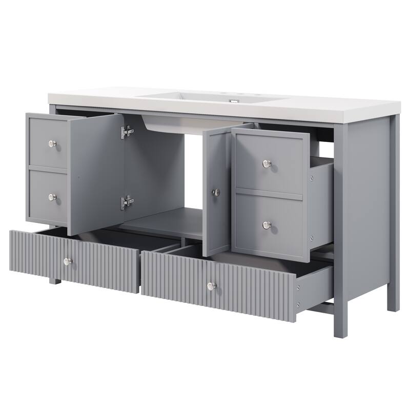 Christopher Knight Home - Modern 60-Inch Bathroom Vanity with Separate Sink and Soft-Close Storage