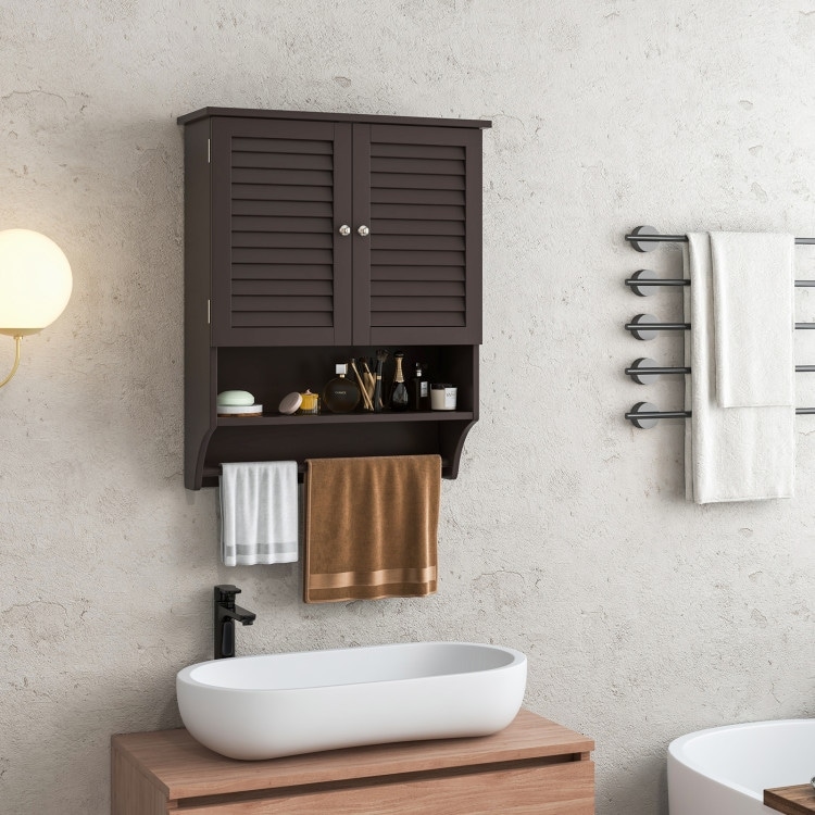 Dark Brown Wall Mount Medicine Cabinet Storage Organizer - Bed Bath &  Beyond - 37594206