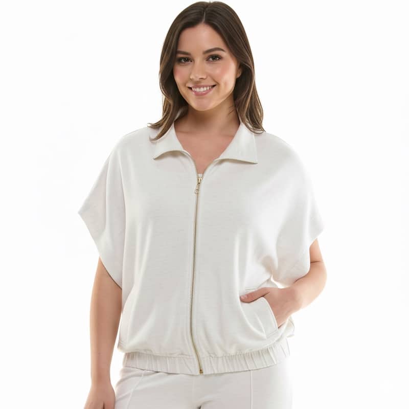 Nanette Lepore Short Sleeve Zippered Dolman Sweater