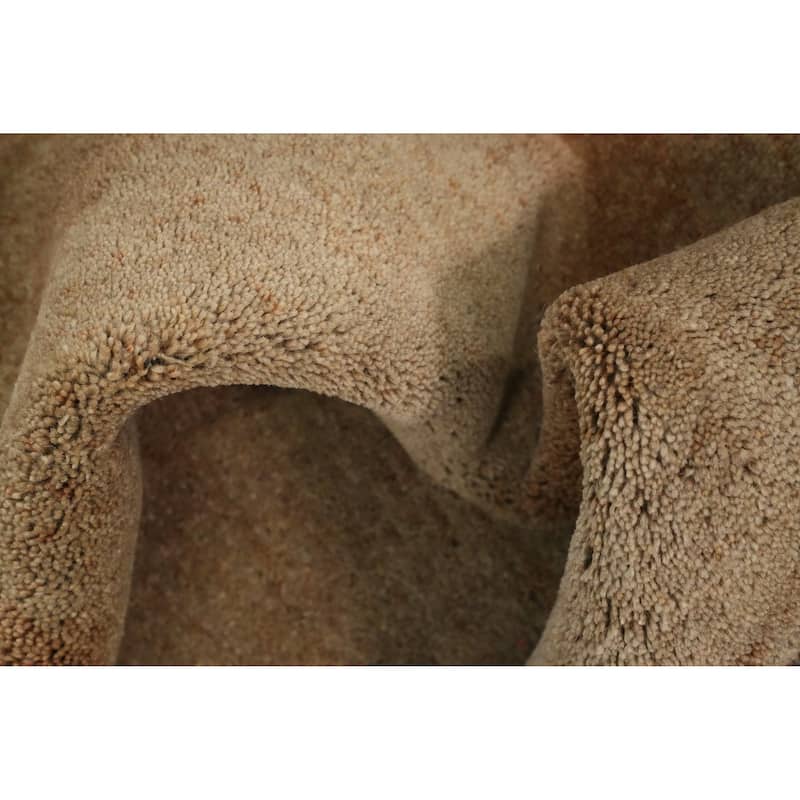 Hand Knotted Oriental 100% Wool Carpet Modern Solid Brown Gabbeh Area Rug - 9' 7'' X 8' 1''