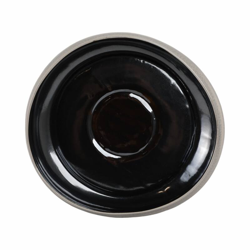 Decorative Round Glazed Bowl with Two Tone Finish - 14", Tan & Blue - 14.0"