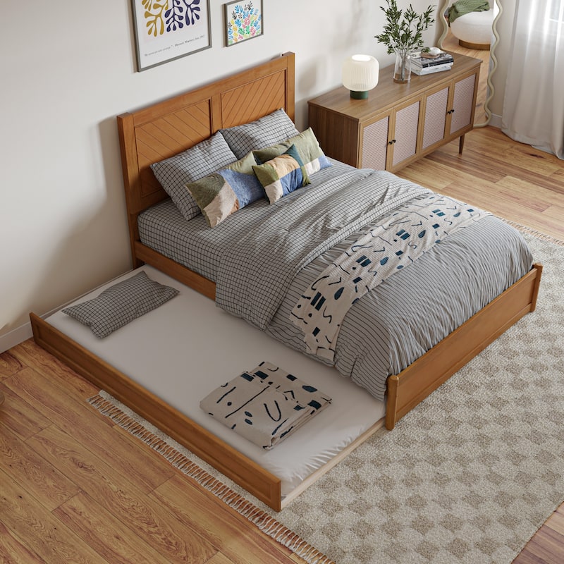 Clayton Platform Bed with Panel Footboard and Twin Trundle
