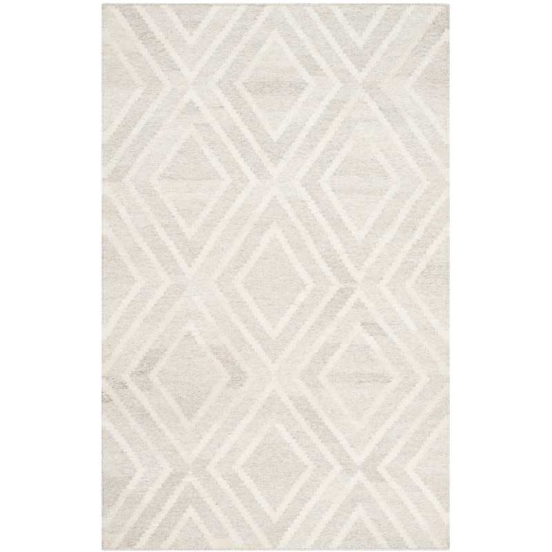 SAFAVIEH Handmade Flatweave Kilim Ana-Belen Wool Rug - 4' x 6' - Light Grey/Ivory