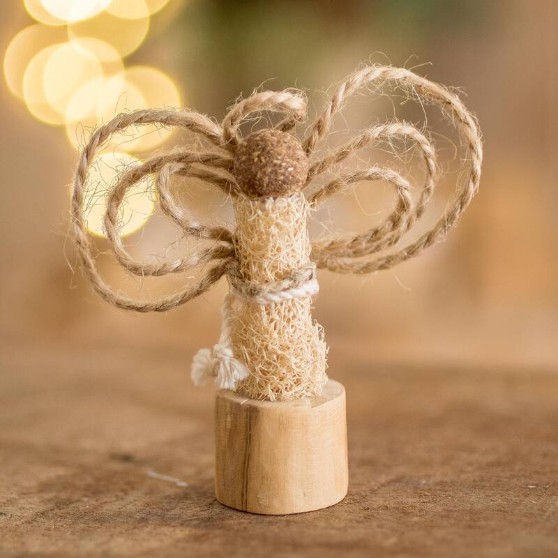 Novica Handmade Earth Angel Natural Fiber Statuette