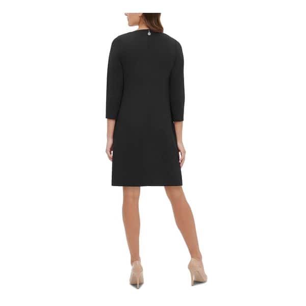 Tommy Hilfiger Women's Long Sleeve Above The Knee Shift Dress Black Size 2  Petite - Bed Bath & Beyond - 40557333
