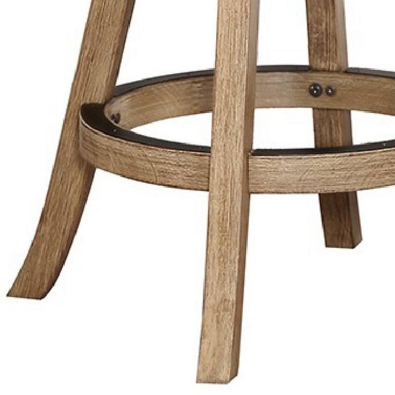 24 Inch Solid Wood Swivel Counter Stool, Slatted - 21.5 L x 18 W x 37.5 H