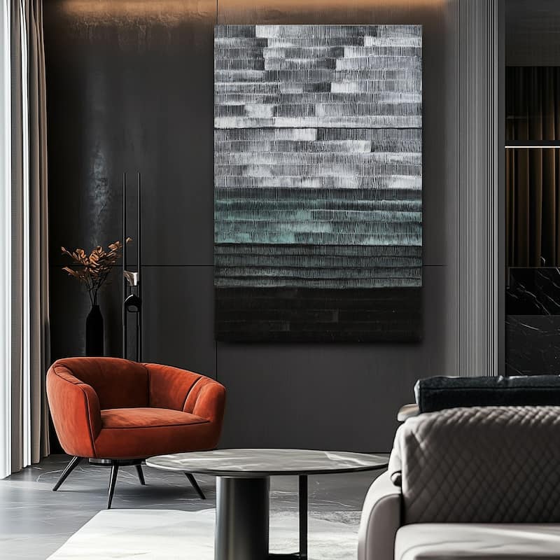 Gradient Hand Painted Abstract Vertical Textured Canvas Wall Art 47x31