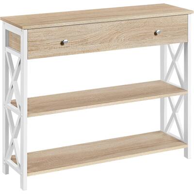 Narrow Console Table with Drawer and 3-Tier Shelves