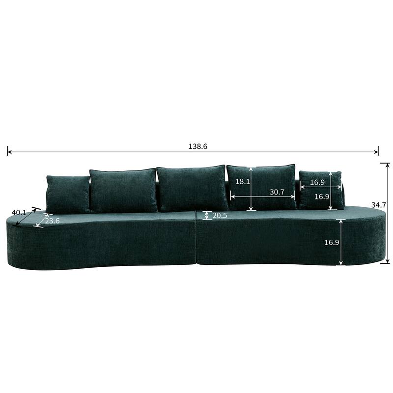 Christopher Knight Home - Curved Modular 138.6" Upholstered Sectional Sofa