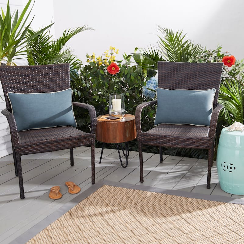 Sunbrella Spectrum Denim Indoor/ Outdoor Pillow (Set of 2) - 12 in x 18 in - Sunbrella Spectrum Denim / Cast Pumice