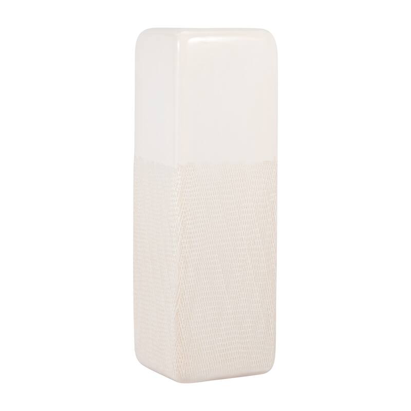 Sagebrook Home Ceramic Vase, Versatile Home Accents for Stylish Decor - Grooved Ivory/beige - 6" x 6" x 18"