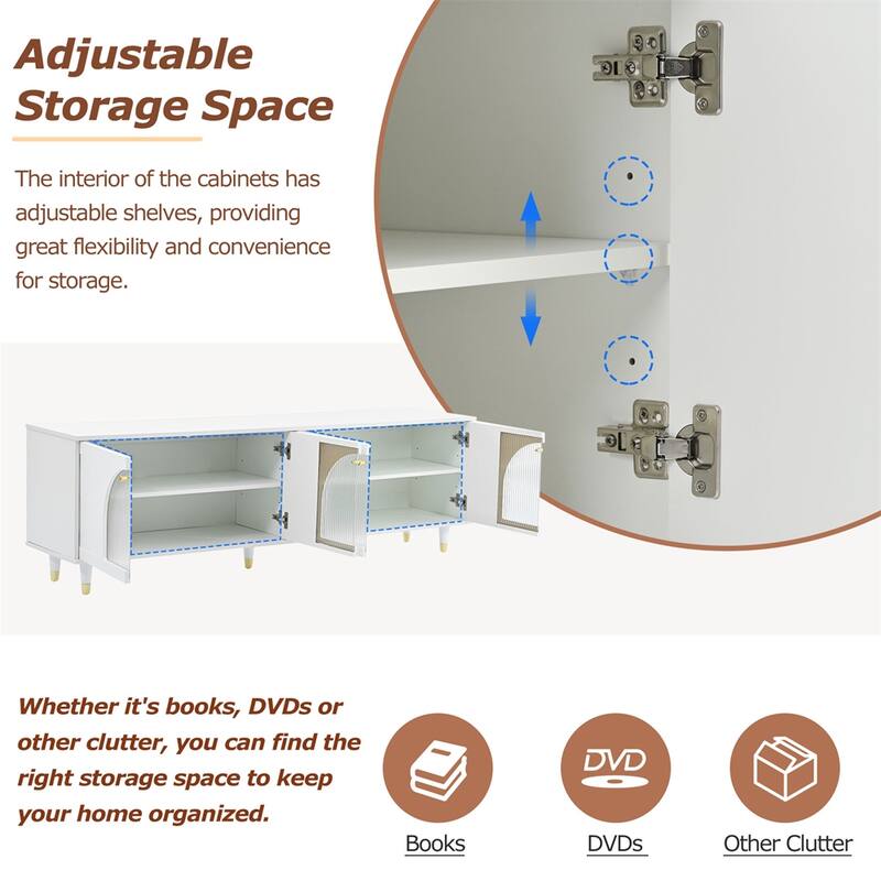 Contemporary TV Stand with Adjustable Shelves,Stylish Media Console