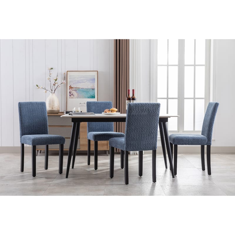 Porthos Home Bleiz Teddy Fabric Dining Chairs with Rubberwood Legs, Set of 4