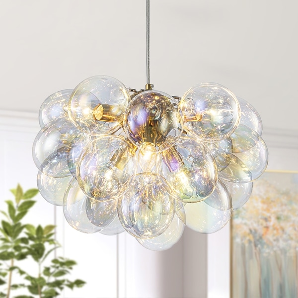 Starsky 6- Light 12in. Modern Glam Glass Bubble Chandelier with 19