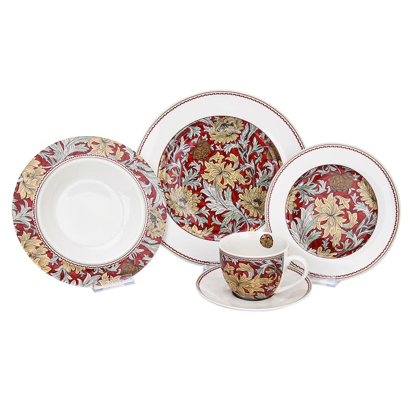 STP Goods Morris Garden Bone China Dinnerware Set of 20 for 4