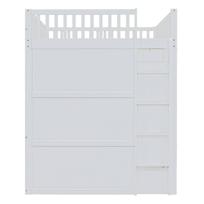Solid Wood Loft Bed w/ Bulit-in Wardrobe, Hanging Rod & Storage Shelves, Twin/Full Size Playhouse Design Loft Bedframe w/ Window