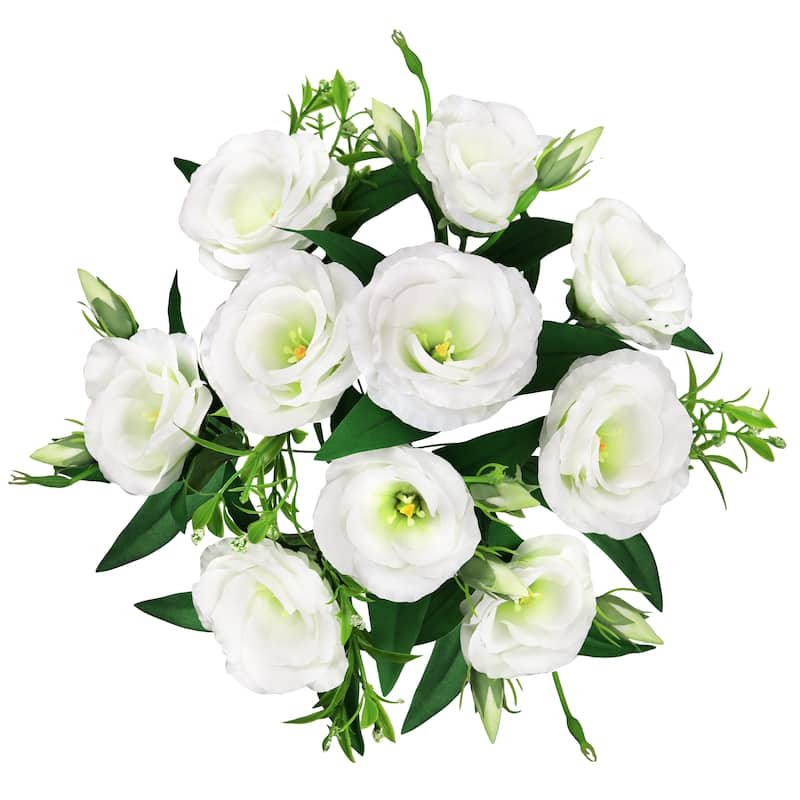 Set of 2 White Artificial Lisianthus Prairie Flower Stem Bush Bouquet 19in - 19" L x 11" W x 11" DP