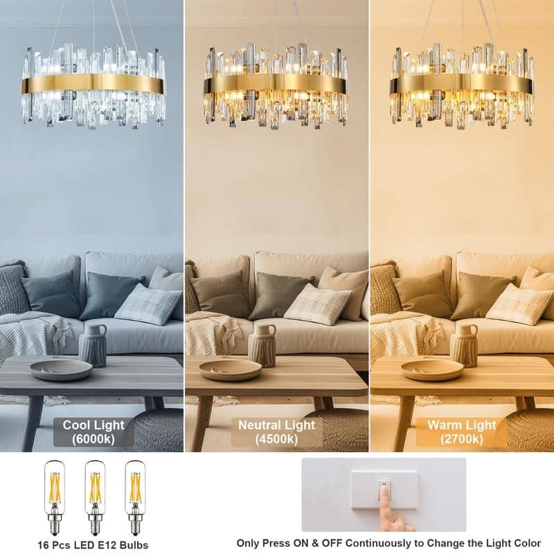 KAYLA Dimmable Round K9 Crystal Modern Chandeliers