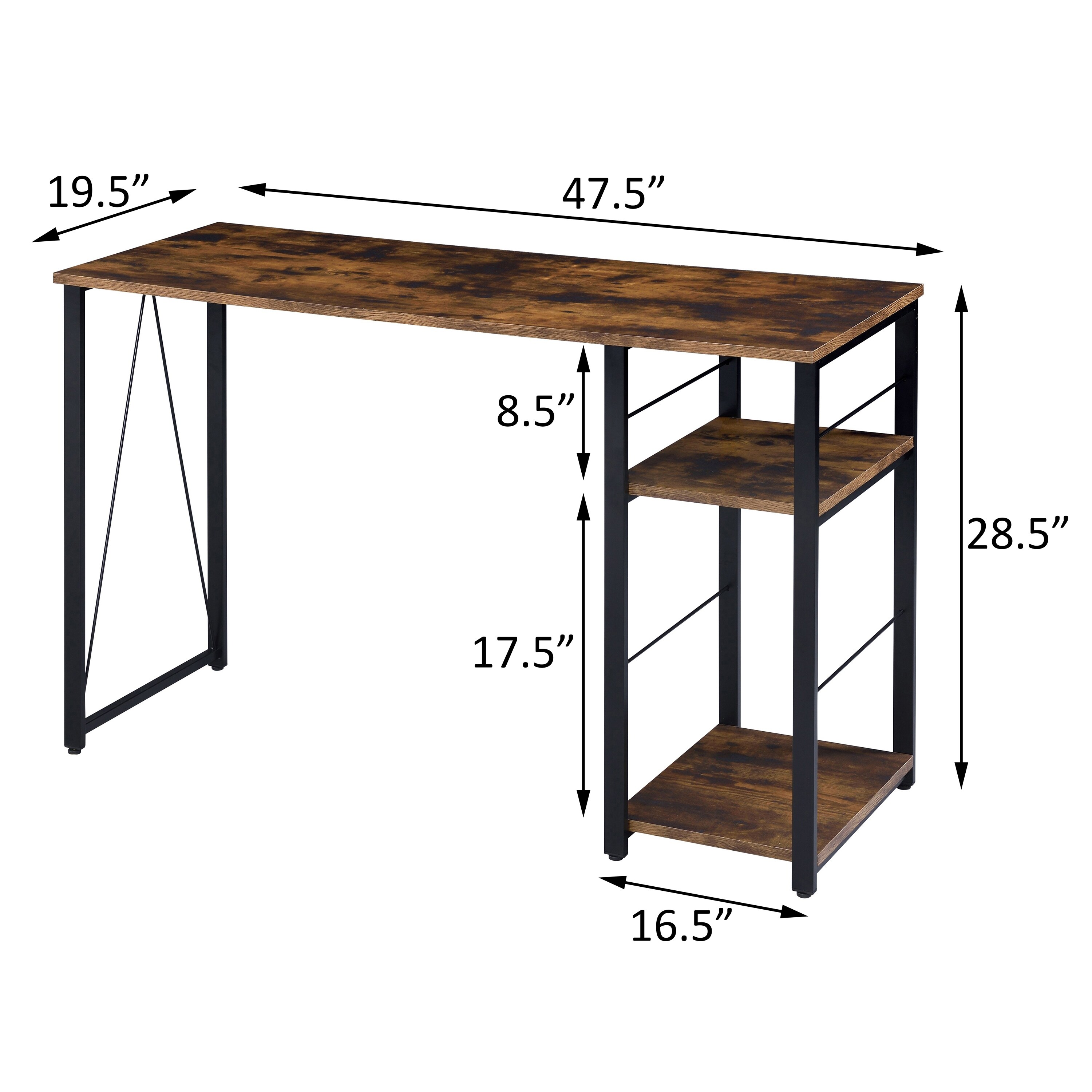 Industrial Rectangular Writing Desk with 2 Open Shelves and Industrial Rectangular Writing Desk with 2 Open Shelves and