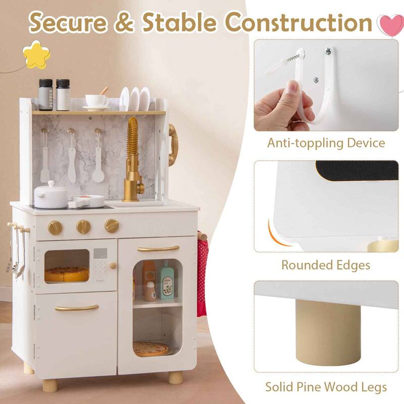 Gymax Kids Kitchen Set Pretend Play Kitchen w/ Stoves & Faucet & Sink