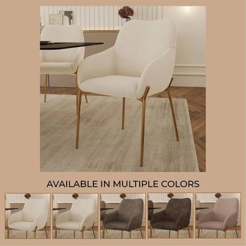 Zaire Upholstered Dining Chair in Velvet/Leather/Boucle with Gold Chrome Iron Set of 2