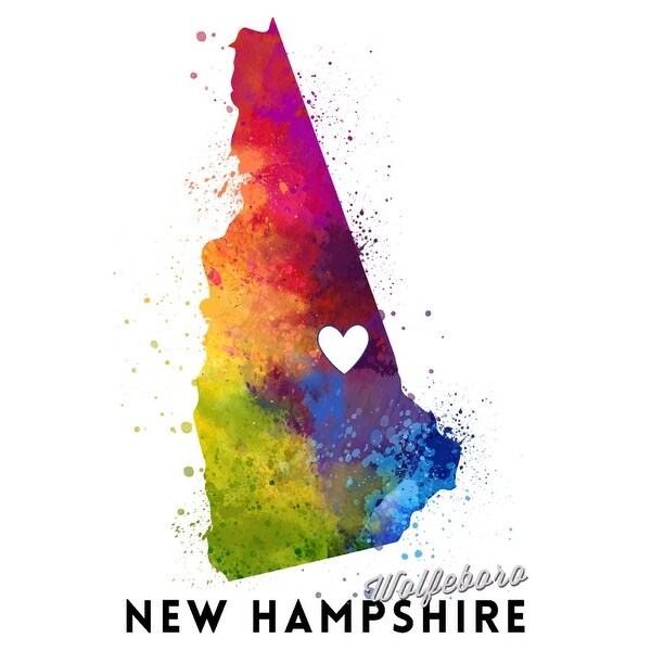 Wolfeboro New Hampshire State Abstract Watercolor Lantern Press Artwork Art Print Multiple Sizes Available