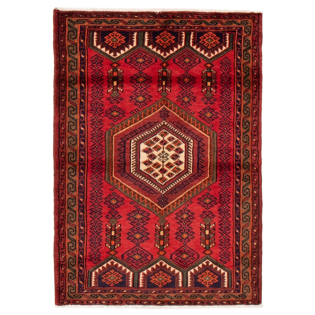 ECARPETGALLERY Hand-knotted Konya Red Wool Rug - 3'5 x 4'9