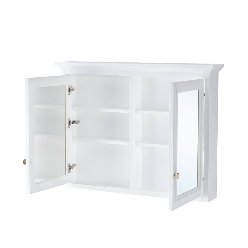 40"W X30"H Surface Mount Solid Wood Framed Medicine Cabinet With Soft-close Door And Wooden Shelves