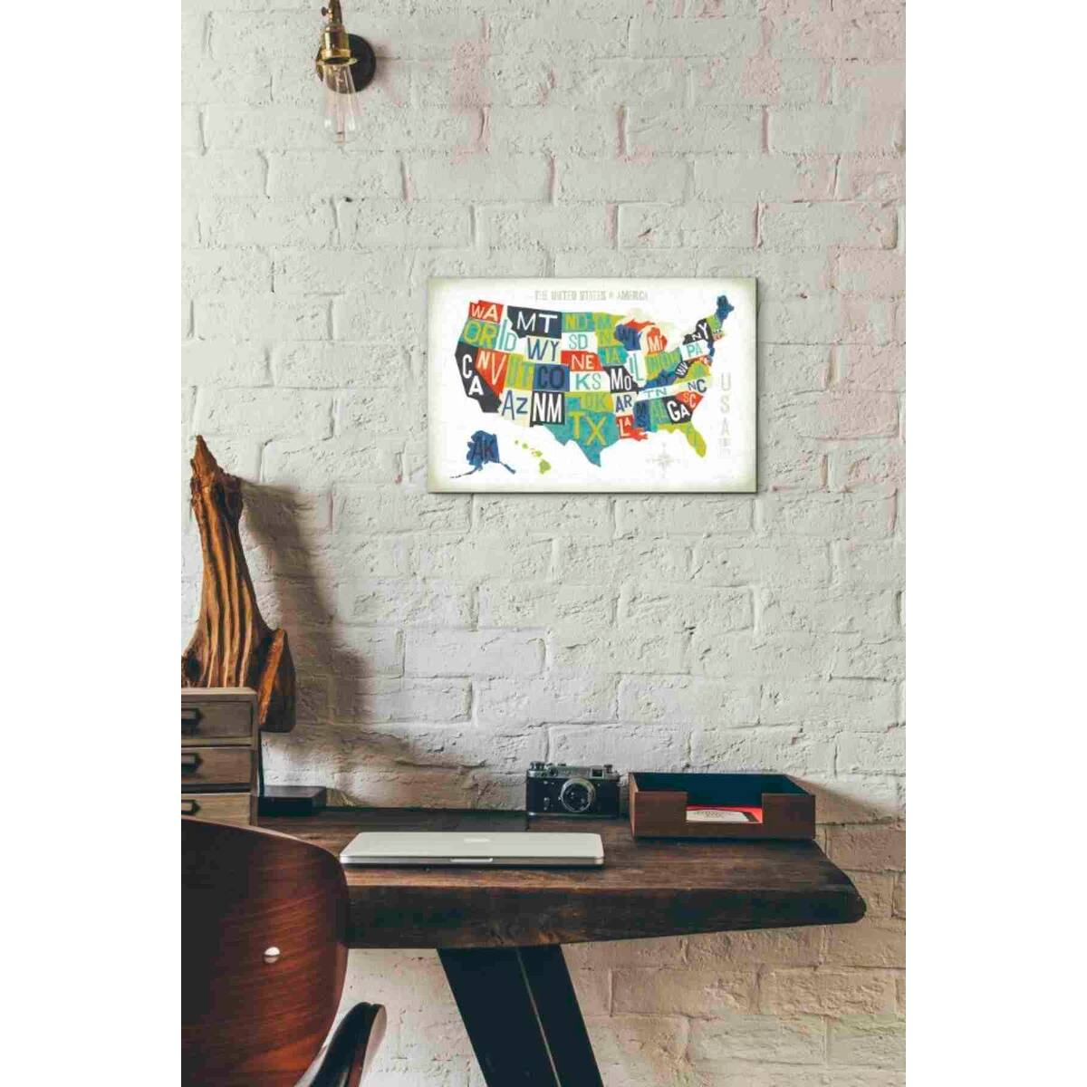 Epic Graffiti 'Letterpress USA Map' by Michael Mullan, Canvas Wall Art