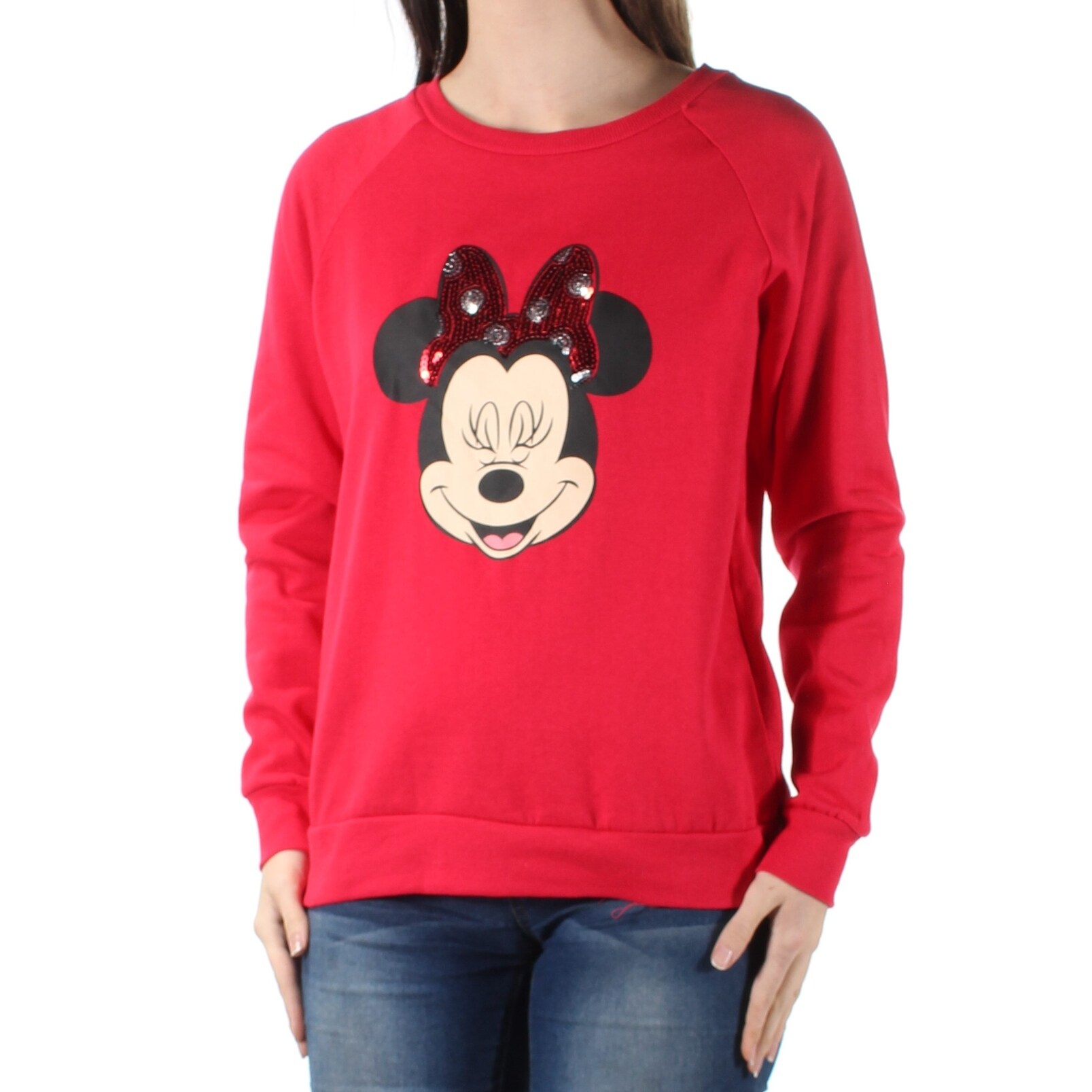 Shop Disney Womens Red Sequined Sweatshirt Minnie Mouse Top