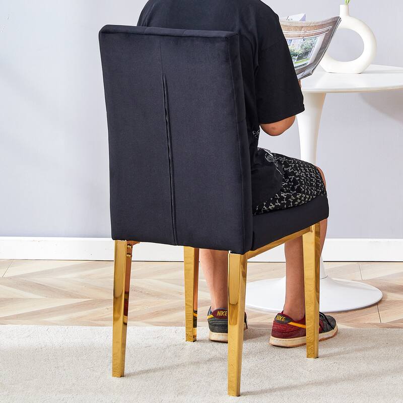 8 Piece Velvet Armless Dining Chair Set with Mesh Backrest, Seat Cushion, Metal Legs for Dining Room Kitchen Living Room Bedroom