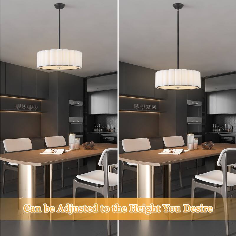 5 Light Simple Modern Pendant with Fabric Shade Adjustable Height Bulb Not Included