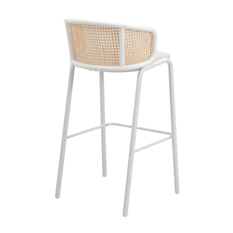 LeisureMod Ervilla Bar Stool with White Powder Coated Steel Frame Set of 2 - 37"