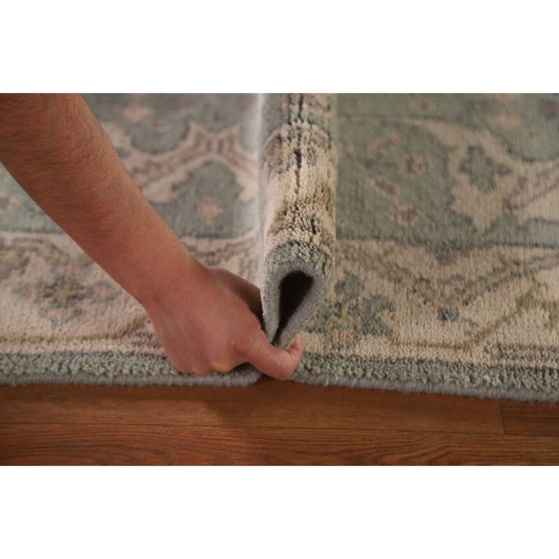 Green Oushak Indian Runner Rug Hand-knotted Wool Carpet - 2'6"x 9'11"