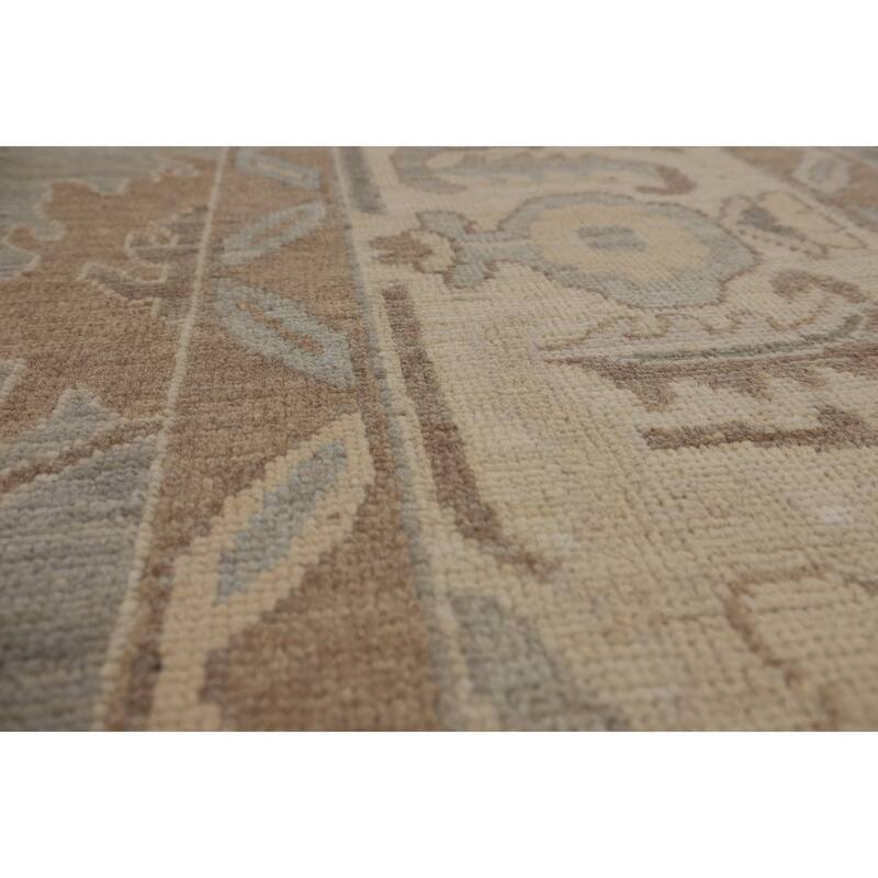 Floral Oushak Turkish Area Rug Handmade Vegetable Dye Wool Carpet - 9'0"x 11'5"
